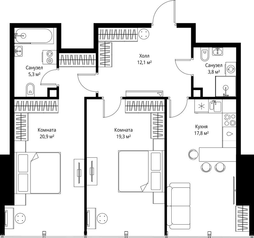 Продажа 2-комн. квартиры, 79,2 м² в ЖК «One», 1-й Красногвардейский проезд, 11, Москва, Россия #1 Продажа 2-комн. квартиры, 79,2 м² в ЖК «One», 1-й Красногвардейский проезд, 11, Москва, Россия #1
