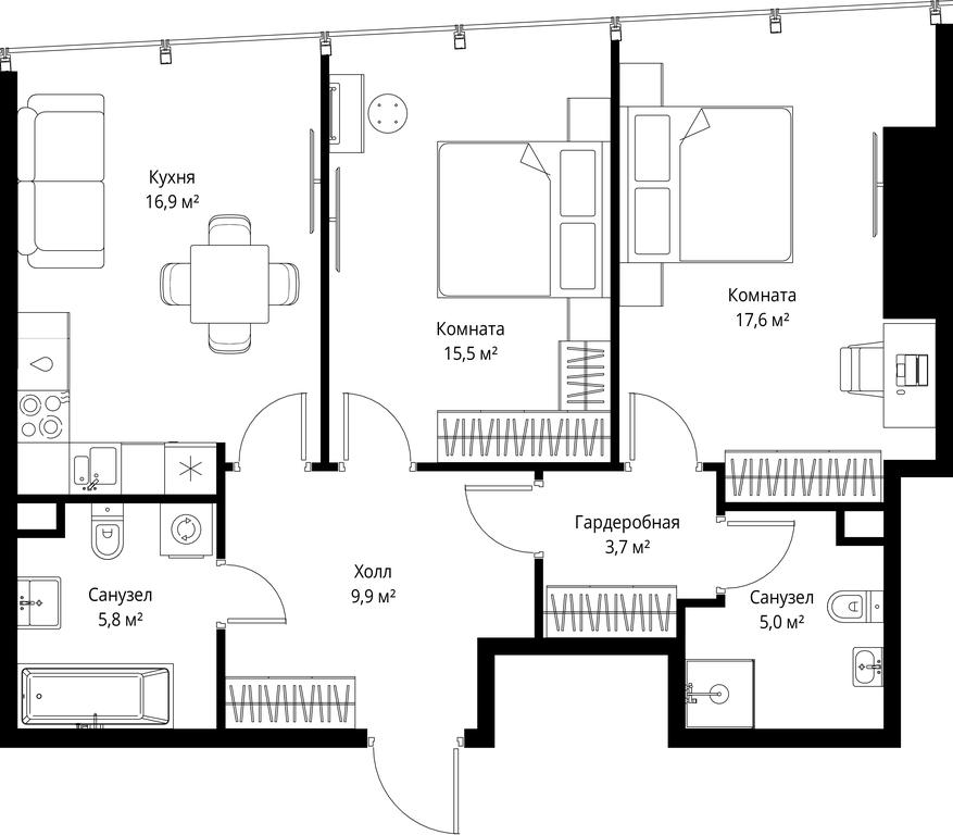 2-BD Apartment Sale, 74.4 sq. m. at One, 1st Krasnogvardeysky Drive, 11, Moscow, Russia #2 2-BD Apartment Sale, 74.4 sq. m. at One, 1st Krasnogvardeysky Drive, 11, Moscow, Russia #2