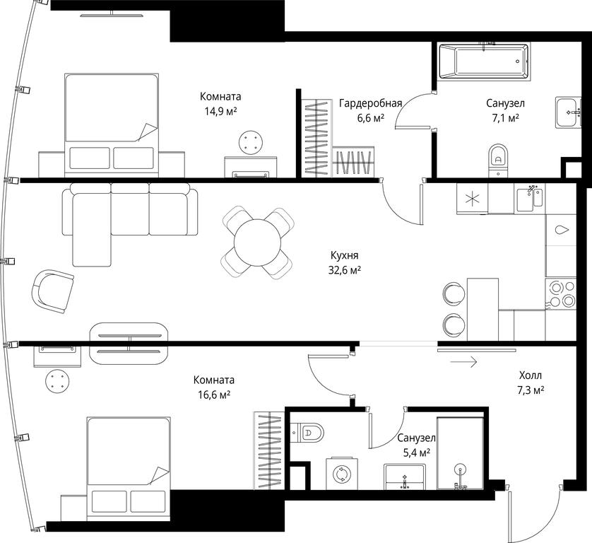 2-BD Apartment Sale, 90.5 sq. m. at One, 1st Krasnogvardeysky Drive, 11, Moscow, Russia #2 2-BD Apartment Sale, 90.5 sq. m. at One, 1st Krasnogvardeysky Drive, 11, Moscow, Russia #2