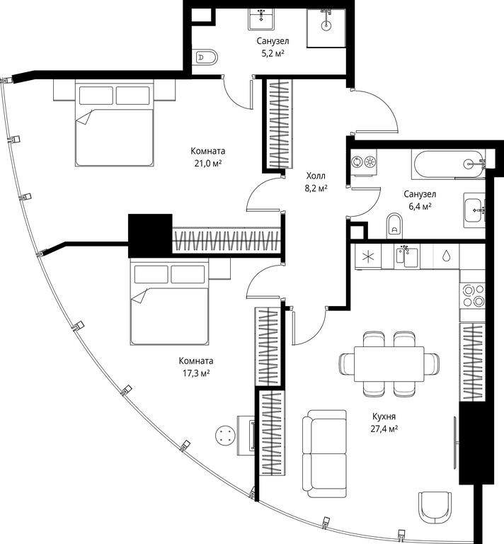 2-BD Apartment Sale, 85.5平方米 at One, 1st Krasnogvardeysky Drive, 11, Moscow, Russia #1 2-BD Apartment Sale, 85.5平方米 at One, 1st Krasnogvardeysky Drive, 11, Moscow, Russia #1