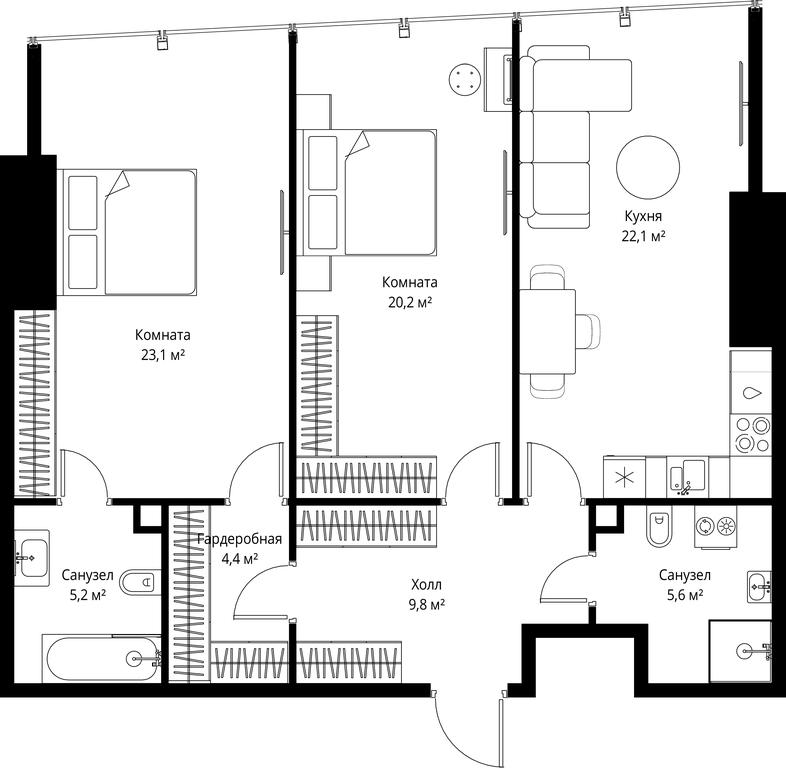 2-BD Apartment Sale, 90.4平方米 at One, 1st Krasnogvardeysky Drive, 11, Moscow, Russia #1 2-BD Apartment Sale, 90.4平方米 at One, 1st Krasnogvardeysky Drive, 11, Moscow, Russia #1