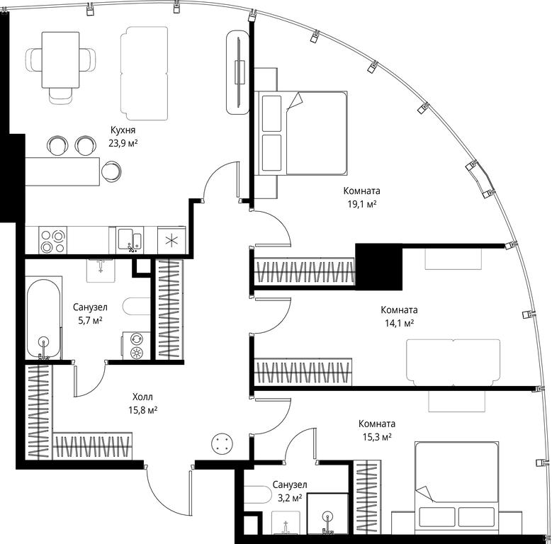 3-BD Apartment Sale, 97.1平方米 at One, 1st Krasnogvardeysky Drive, 11, Moscow, Russia #1 3-BD Apartment Sale, 97.1平方米 at One, 1st Krasnogvardeysky Drive, 11, Moscow, Russia #1