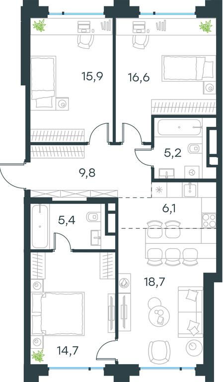 3-BD Apartment Sale, 92.4 sq. m. at Level Baumanskaya, Bolshaya Pochtovaya Street, 18, Moscow, Russia #1 3-BD Apartment Sale, 92.4 sq. m. at Level Baumanskaya, Bolshaya Pochtovaya Street, 18, Moscow, Russia #1
