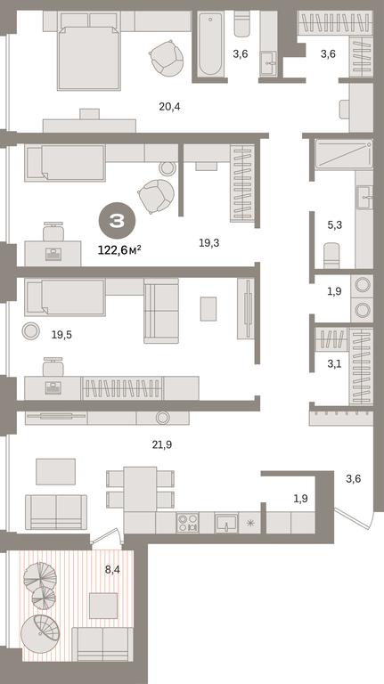 Продажа 3-комн. квартиры, 122,6 м² в ЖК «Квартал Издание», Перовское шоссе, Москва, Россия #1 Продажа 3-комн. квартиры, 122,6 м² в ЖК «Квартал Издание», Перовское шоссе, Москва, Россия #1