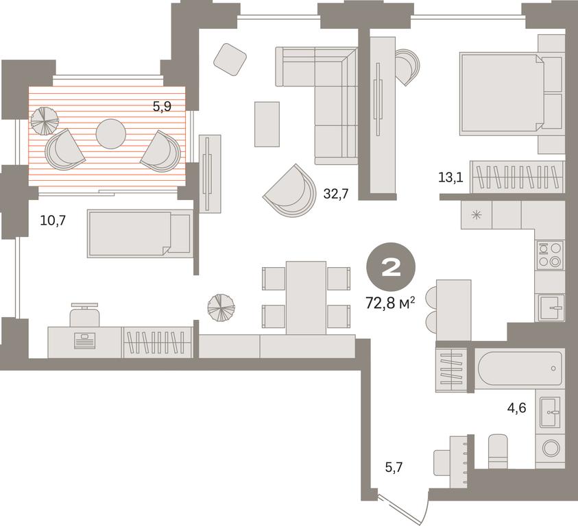 2-BD Apartment Sale, 72.8 sq. m. at Kvartal «MONS», Ogorodny Drive, Moscow, Russia #1 2-BD Apartment Sale, 72.8 sq. m. at Kvartal «MONS», Ogorodny Drive, Moscow, Russia #1
