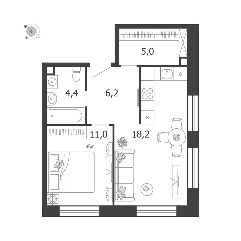 1-BD Apartment Sale, 44.8平方米 at Shagal, Автозаводская улица, 23, Москва, Россия #1 1-BD Apartment Sale, 44.8平方米 at Shagal, Автозаводская улица, 23, Москва, Россия #1