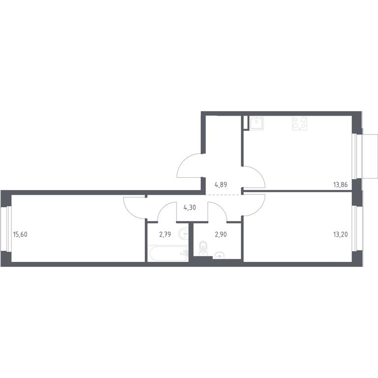 1-BD Apartment Sale, 57.54 sq. m. at Novoe Vnukovo, kvartal № 38, Kokoshkino Settlement, Moscow, Russia #1
