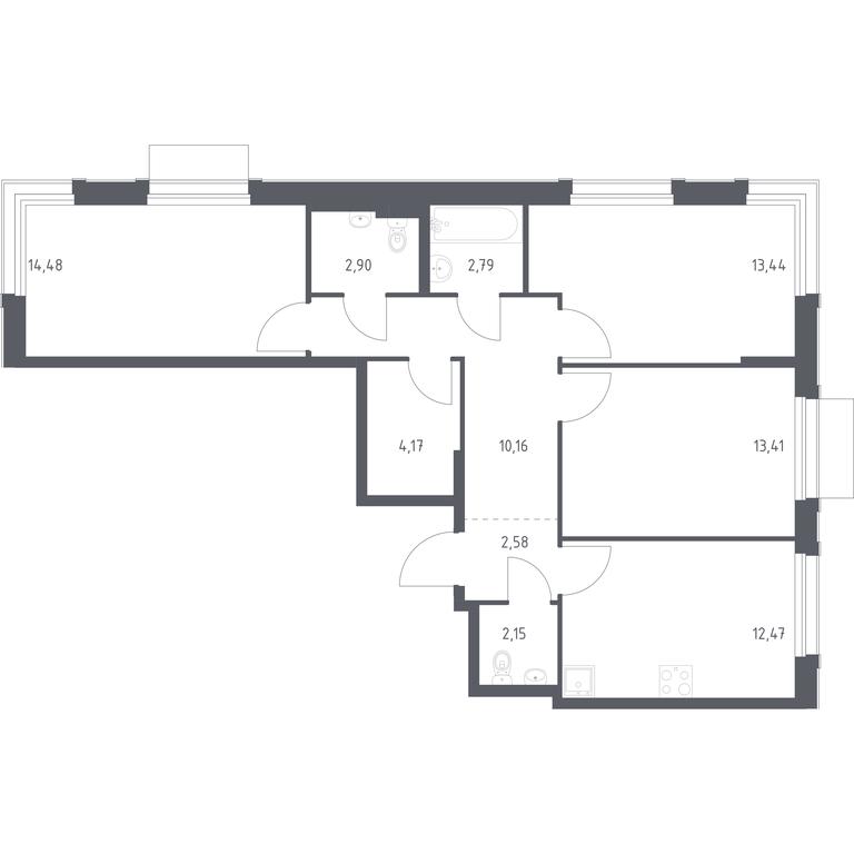 Продажа 2-комн. квартиры, 78,55 м² в ЖК «Новое Внуково», квартал № 38, поселение Кокошкино, Москва, Россия #1 Продажа 2-комн. квартиры, 78,55 м² в ЖК «Новое Внуково», квартал № 38, поселение Кокошкино, Москва, Россия #1