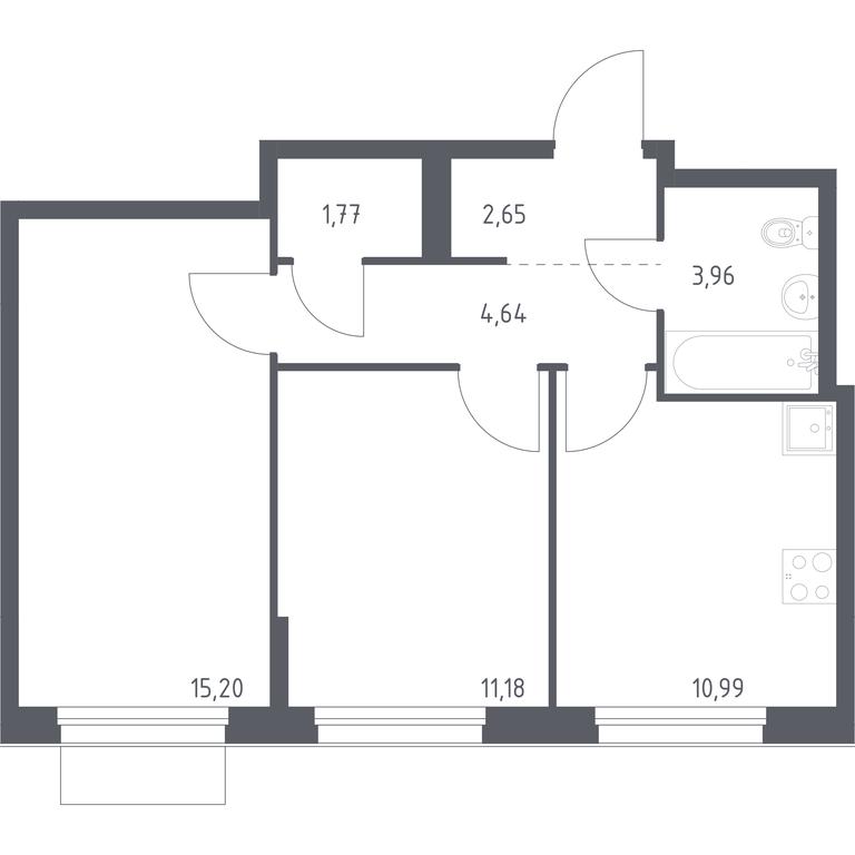 1-BD Apartment Sale, 50.39平方米 at Novoe Vnukovo, kvartal № 38, Kokoshkino Settlement, Moscow, Russia #1