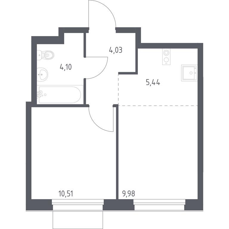 Apartment Sale, 34.06平方米 at Novoe Vnukovo, kvartal № 38, Kokoshkino Settlement, Moscow, Russia #1