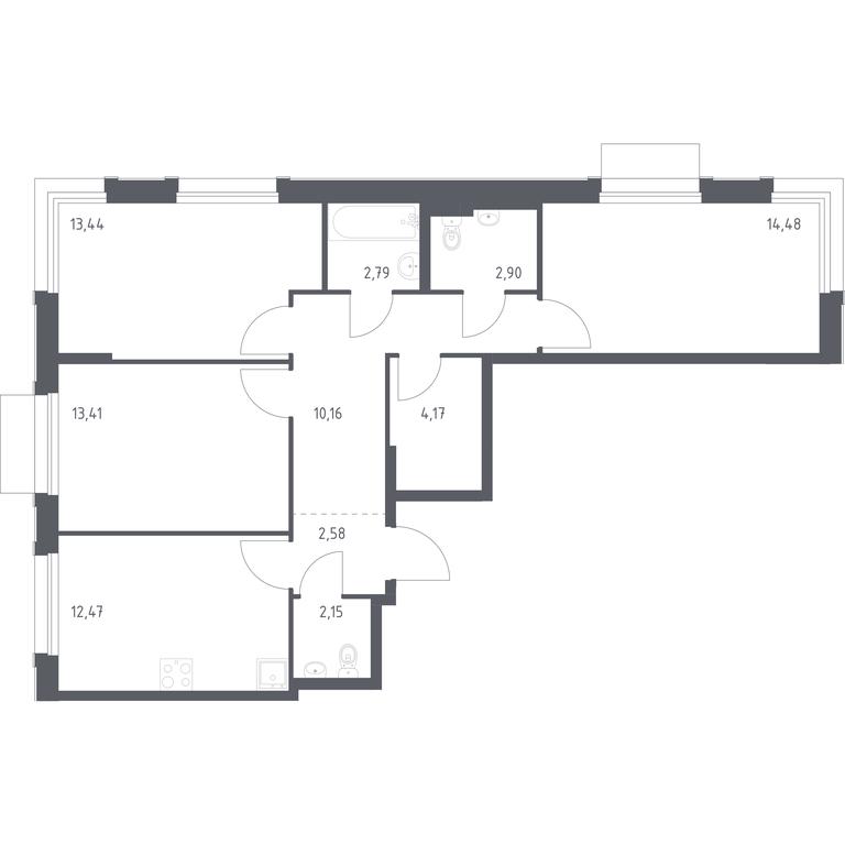 2-BD Apartment Sale, 78.55平方米 at Novoe Vnukovo, kvartal № 38, Kokoshkino Settlement, Moscow, Russia #1 2-BD Apartment Sale, 78.55平方米 at Novoe Vnukovo, kvartal № 38, Kokoshkino Settlement, Moscow, Russia #1