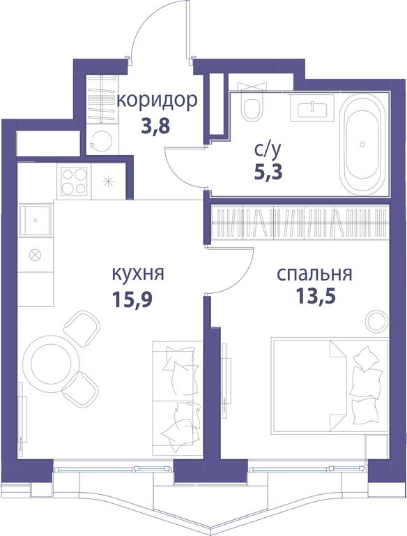 1-BD Apartment Sale, 38.5 sq. m. at Simvol, Nevelskogo Drive, 6к1, Moscow, Russia #1 1-BD Apartment Sale, 38.5 sq. m. at Simvol, Nevelskogo Drive, 6к1, Moscow, Russia #1