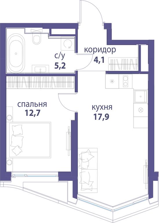1-BD Apartment Sale, 39.9平方米 at Simvol, Nevelskogo Drive, 6к1, Moscow, Russia #1 1-BD Apartment Sale, 39.9平方米 at Simvol, Nevelskogo Drive, 6к1, Moscow, Russia #1