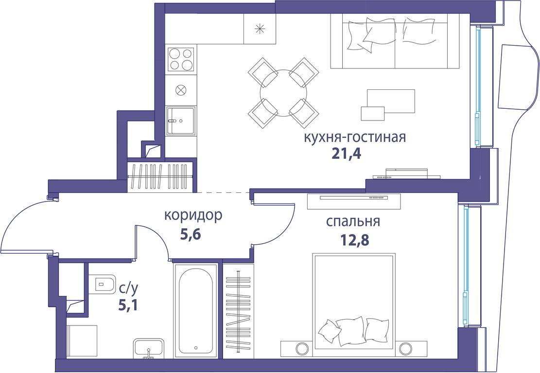 Продажа 1-комн. квартиры, 44,9 м² в ЖК «Символ», проезд Невельского, 6к1, Москва, Россия #1 Продажа 1-комн. квартиры, 44,9 м² в ЖК «Символ», проезд Невельского, 6к1, Москва, Россия #1