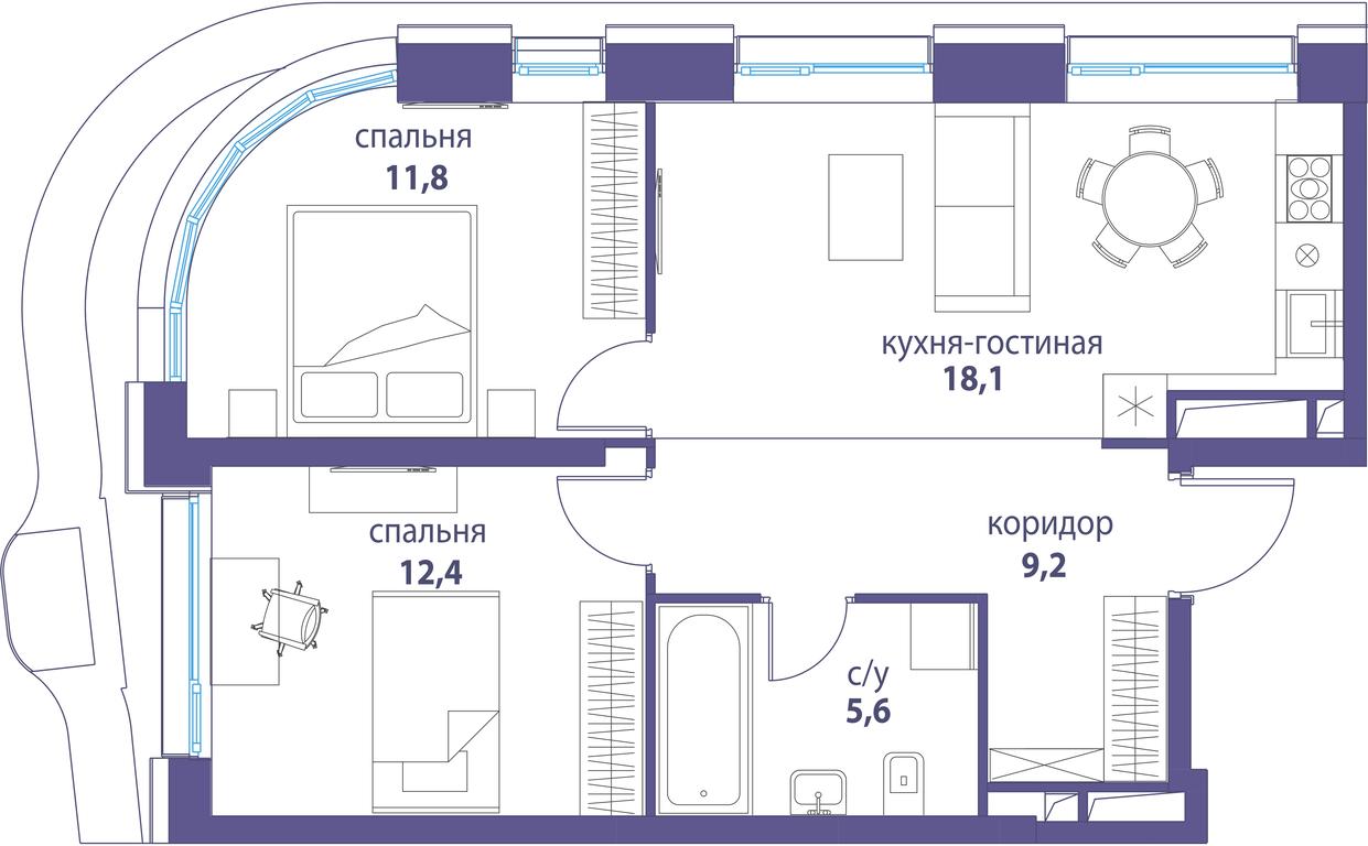 Продажа 2-комн. квартиры, 57,1 м² в ЖК «Символ», проезд Невельского, 6к1, Москва, Россия #1 Продажа 2-комн. квартиры, 57,1 м² в ЖК «Символ», проезд Невельского, 6к1, Москва, Россия #1