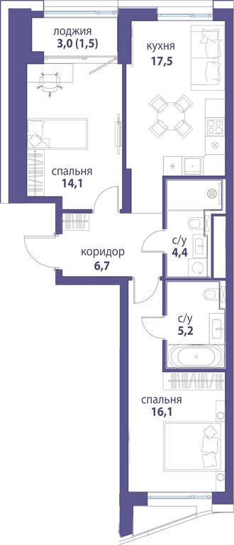 Продажа 2-комн. квартиры, 65,5 м² в ЖК «Символ», проезд Невельского, 6к1, Москва, Россия #1 Продажа 2-комн. квартиры, 65,5 м² в ЖК «Символ», проезд Невельского, 6к1, Москва, Россия #1