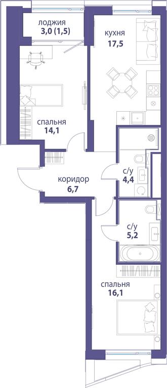Продажа 2-комн. квартиры, 65,5 м² в ЖК «Символ», проезд Невельского, 6к1, Москва, Россия #1 Продажа 2-комн. квартиры, 65,5 м² в ЖК «Символ», проезд Невельского, 6к1, Москва, Россия #1