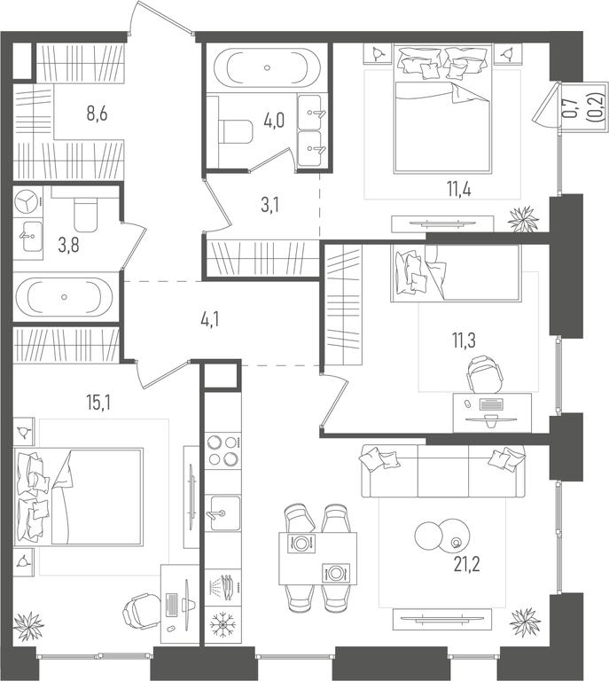 3-BD Apartment Sale, 82.8 sq. m. at Pave, 2nd Paveletsky Drive, Moscow, Russia #1 3-BD Apartment Sale, 82.8 sq. m. at Pave, 2nd Paveletsky Drive, Moscow, Russia #1