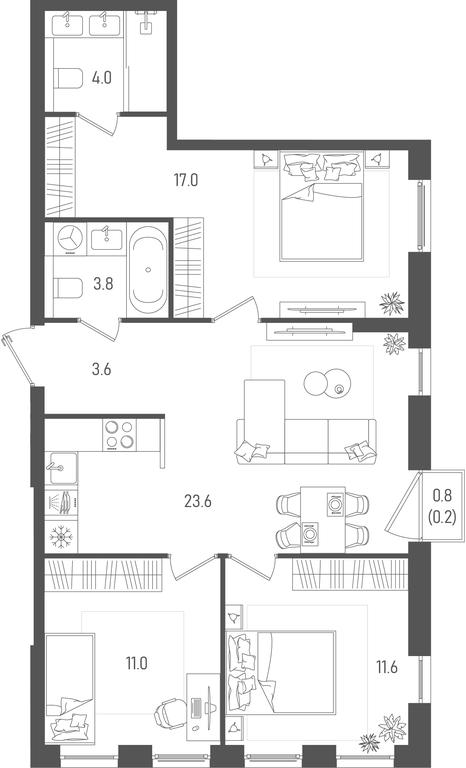 3-BD Apartment Sale, 74.8 sq. m. at Pave, 2nd Paveletsky Drive, Moscow, Russia #1 3-BD Apartment Sale, 74.8 sq. m. at Pave, 2nd Paveletsky Drive, Moscow, Russia #1
