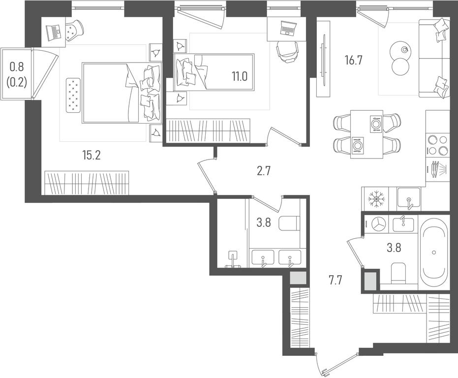2-BD Apartment Sale, 61.1 sq. m. at Pave, 2nd Paveletsky Drive, Moscow, Russia #1 2-BD Apartment Sale, 61.1 sq. m. at Pave, 2nd Paveletsky Drive, Moscow, Russia #1