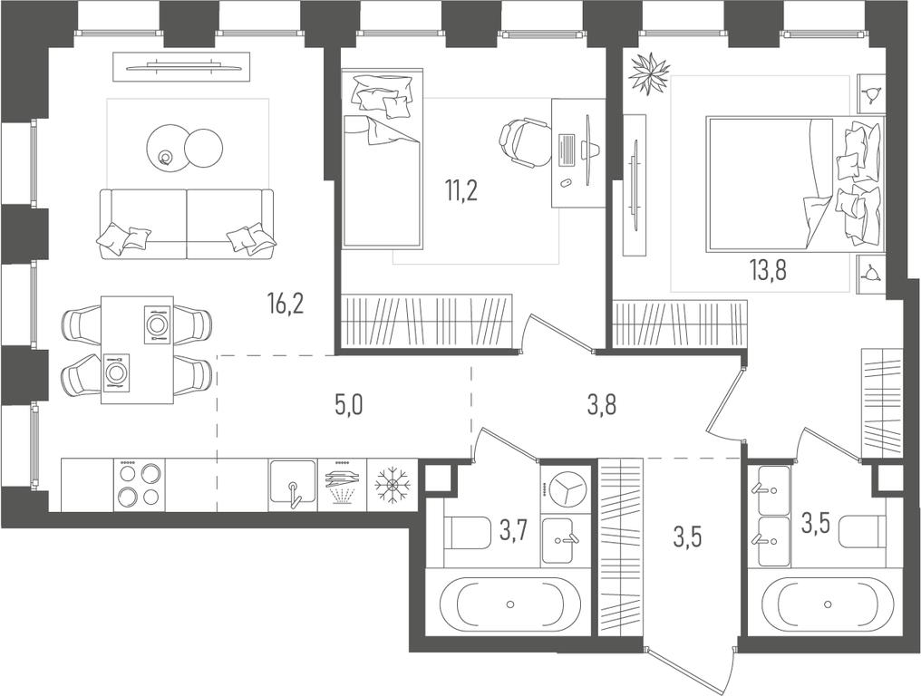 Продажа 2-комн. квартиры, 60,7 м² в ЖК «Pave», 2-й Павелецкий проезд, Москва, Россия #1 Продажа 2-комн. квартиры, 60,7 м² в ЖК «Pave», 2-й Павелецкий проезд, Москва, Россия #1