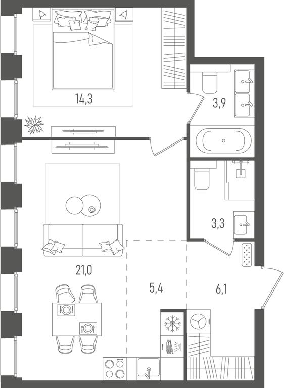 1-BD Apartment Sale, 54 sq. m. at Pave, 2nd Paveletsky Drive, Moscow, Russia #1 1-BD Apartment Sale, 54 sq. m. at Pave, 2nd Paveletsky Drive, Moscow, Russia #1