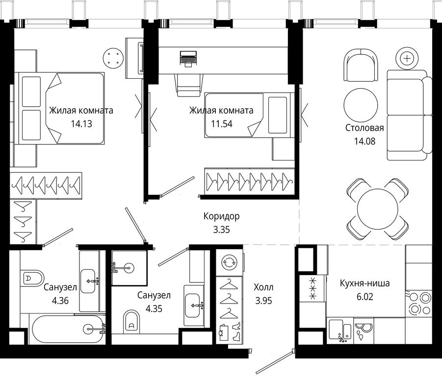 Продажа 2-комн. квартиры, 61,77 м² в ЖК «Мод (Mod)», 4-я улица Марьиной Рощи, 12с9, Москва, Россия #1