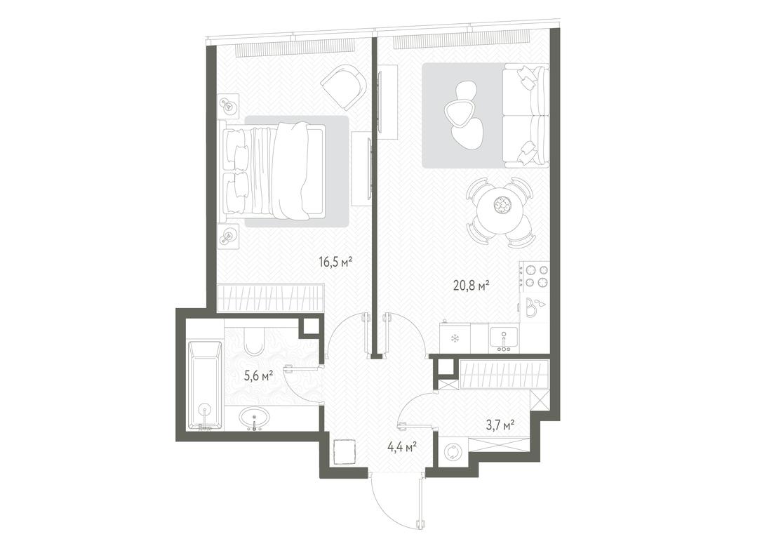 1-BD Apartment Sale, 51 sq. m. at One, 1st Krasnogvardeysky Drive, 11, Moscow, Russia #1