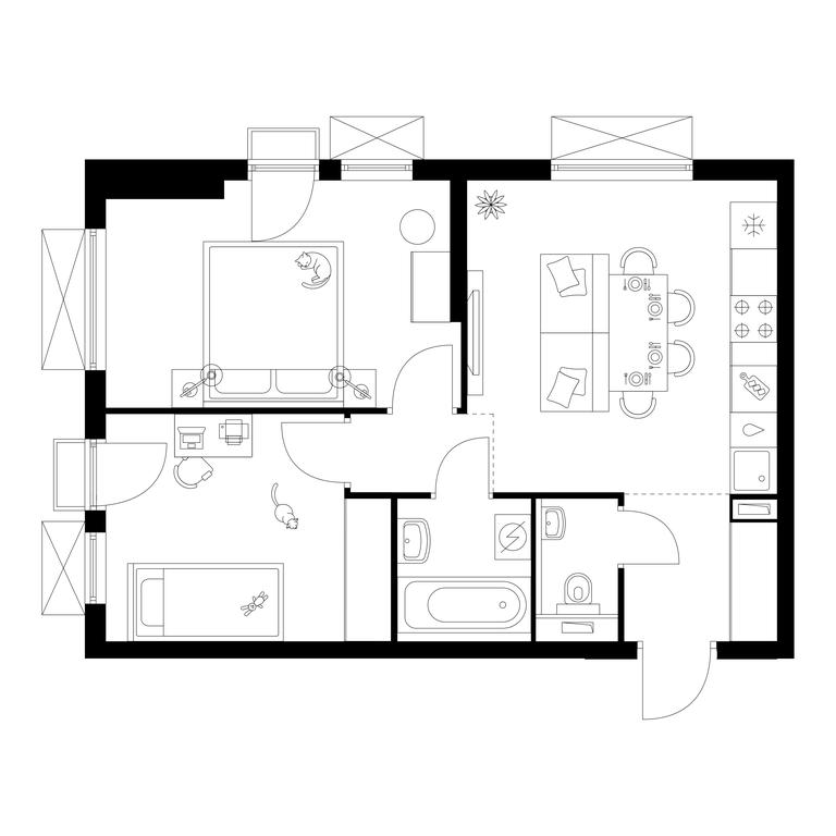2-BD Apartment Sale, 48.1 sq. m. at Tomilinskiy Bulvar, Novaya Street, 1, Kotelniki, Moscow Region, Russia #1