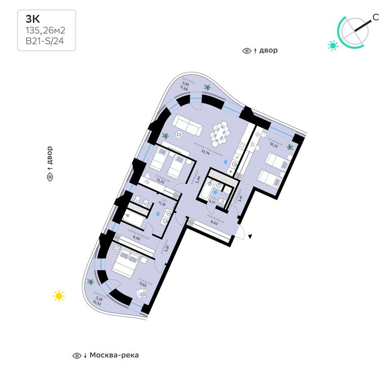 3-BD Apartment Sale, 135.26平方米 at SberCity, zhiloy kompleks Sbersiti, Rublyovo-Arkhangelskoye Microdistrict, Moscow, Russia #1 3-BD Apartment Sale, 135.26平方米 at SberCity, zhiloy kompleks Sbersiti, Rublyovo-Arkhangelskoye Microdistrict, Moscow, Russia #1