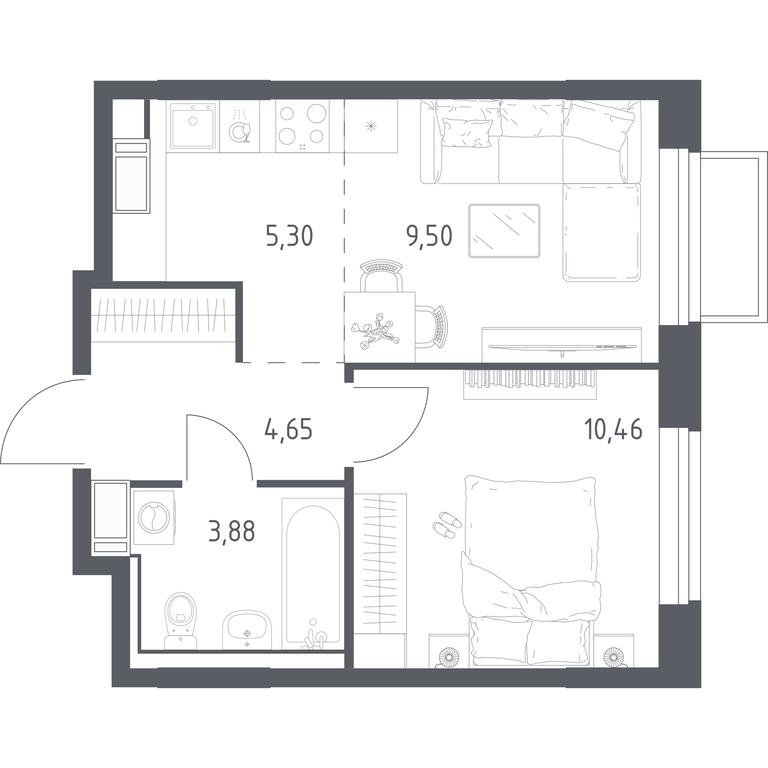 Apartment Sale, 33.79 sq. m. at Tomilino Park, 1-y kvartal, posyolok Zhilino-1, Lubertsy City District, Moscow Region, Russia #1 Apartment Sale, 33.79 sq. m. at Tomilino Park, 1-y kvartal, posyolok Zhilino-1, Lubertsy City District, Moscow Region, Russia #1