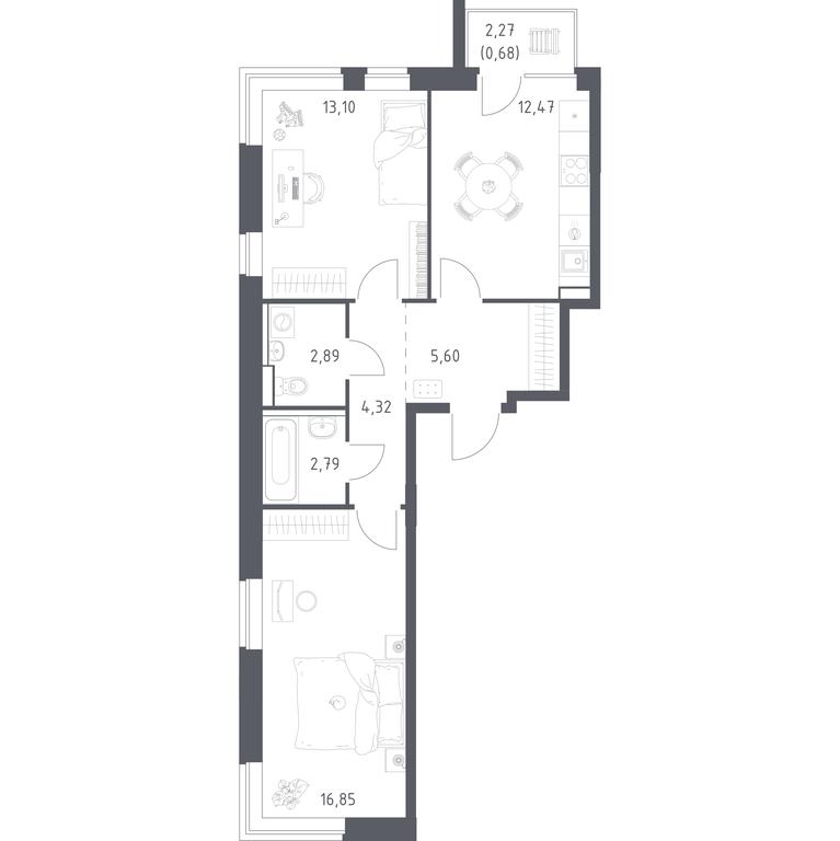 Продажа 1-комн. квартиры, 58,7 м² в ЖК «Квартал Западный», квартал № 76, поселение Марушкинское, Москва, Россия #1 Продажа 1-комн. квартиры, 58,7 м² в ЖК «Квартал Западный», квартал № 76, поселение Марушкинское, Москва, Россия #1