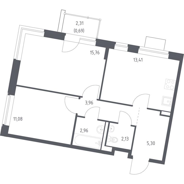 1-BD Apartment Sale, 55.29 sq. m. at Kvartal Zapadnyj, kvartal № 76, Marushkinskoye Settlement, Moscow, Russia #1 1-BD Apartment Sale, 55.29 sq. m. at Kvartal Zapadnyj, kvartal № 76, Marushkinskoye Settlement, Moscow, Russia #1