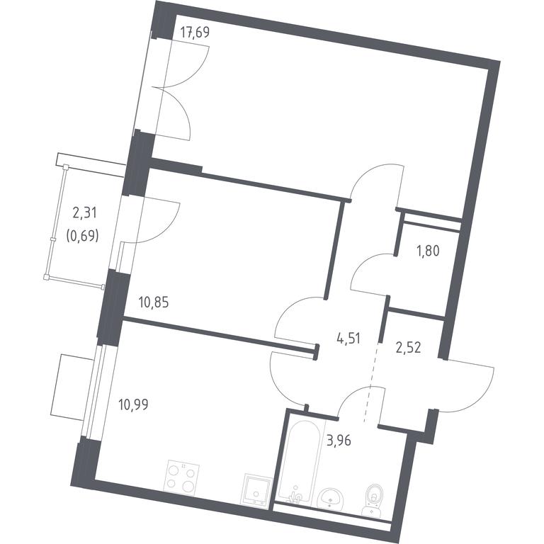 1-BD Apartment Sale, 53.01 sq. m. at Kvartal Zapadnyj, kvartal № 76, Marushkinskoye Settlement, Moscow, Russia #1 1-BD Apartment Sale, 53.01 sq. m. at Kvartal Zapadnyj, kvartal № 76, Marushkinskoye Settlement, Moscow, Russia #1