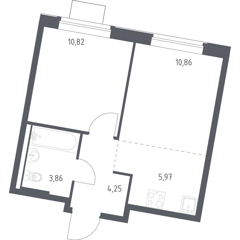 Apartment Sale, 35.76平方米 at Kvartal Zapadnyj, kvartal № 76, Marushkinskoye Settlement, Moscow, Russia #1