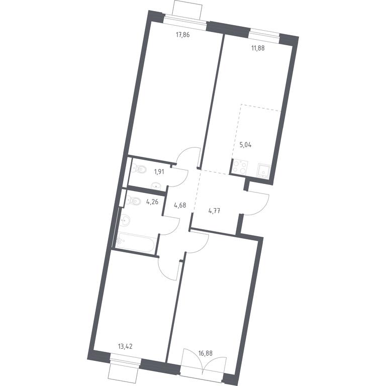 2-BD Apartment Sale, 80.7 sq. m. at Kvartal Zapadnyj, kvartal № 76, Marushkinskoye Settlement, Moscow, Russia #1 2-BD Apartment Sale, 80.7 sq. m. at Kvartal Zapadnyj, kvartal № 76, Marushkinskoye Settlement, Moscow, Russia #1