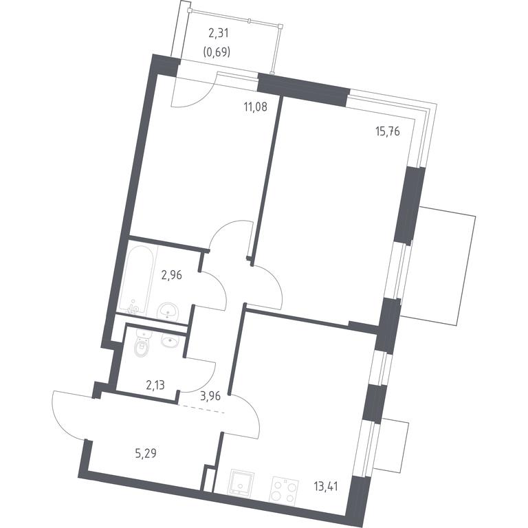 1-BD Apartment Sale, 55.28平方米 at Kvartal Zapadnyj, kvartal № 76, Marushkinskoye Settlement, Moscow, Russia #1 1-BD Apartment Sale, 55.28平方米 at Kvartal Zapadnyj, kvartal № 76, Marushkinskoye Settlement, Moscow, Russia #1