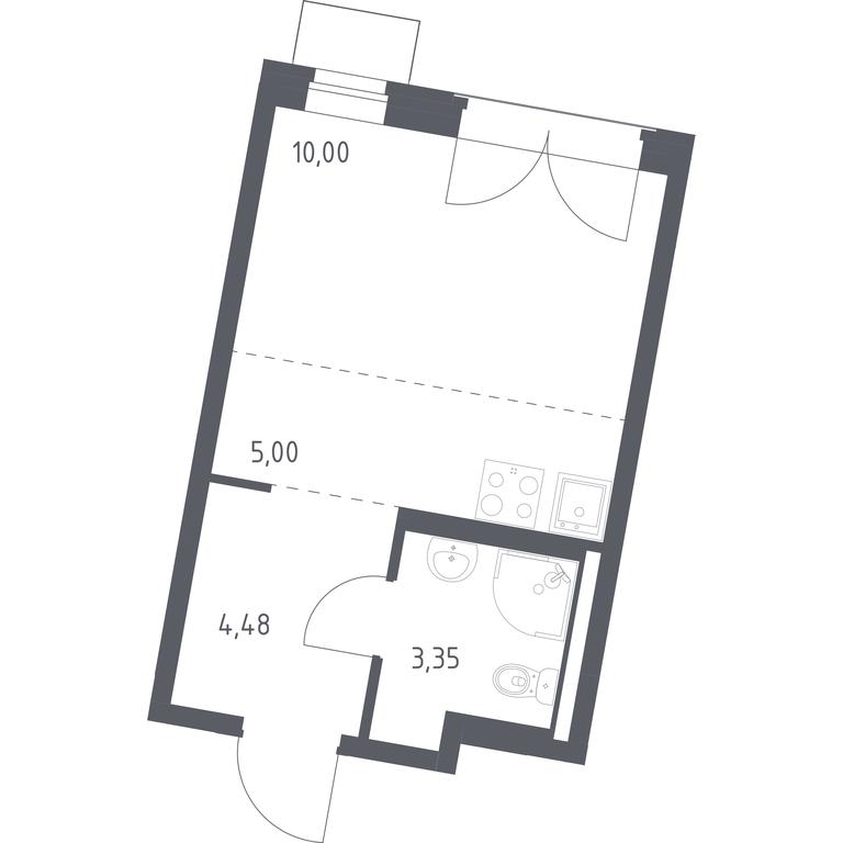 Apartment Sale, 22.83平方米 at Kvartal Zapadnyj, kvartal № 76, Marushkinskoye Settlement, Moscow, Russia #1