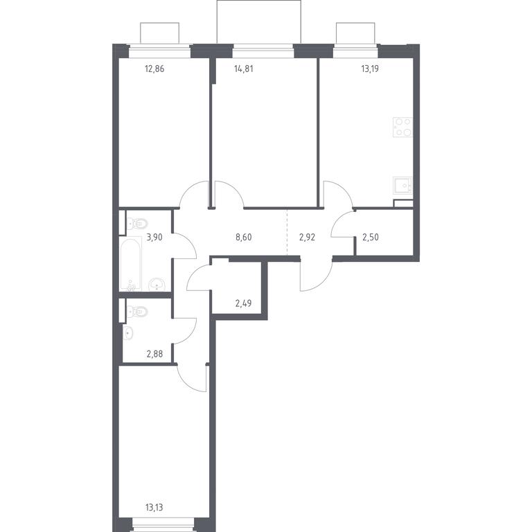 2-BD Apartment Sale, 77.28 sq. m. at Kvartal Zapadnyj, kvartal № 76, Marushkinskoye Settlement, Moscow, Russia #1 2-BD Apartment Sale, 77.28 sq. m. at Kvartal Zapadnyj, kvartal № 76, Marushkinskoye Settlement, Moscow, Russia #1