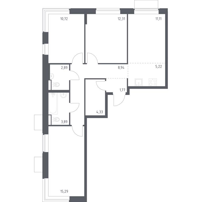 2-BD Apartment Sale, 76.47 sq. m. at Kvartal Zapadnyj, kvartal № 76, Marushkinskoye Settlement, Moscow, Russia #1 2-BD Apartment Sale, 76.47 sq. m. at Kvartal Zapadnyj, kvartal № 76, Marushkinskoye Settlement, Moscow, Russia #1