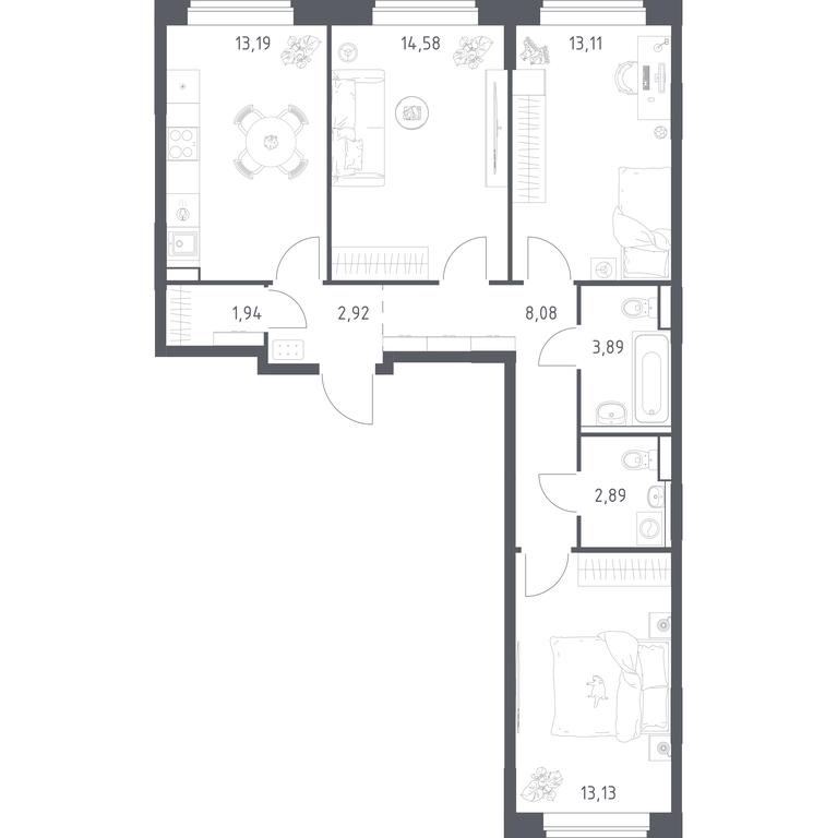 Продажа 2-комн. квартиры, 73,73 м² в ЖК «Квартал Западный», квартал № 76, поселение Марушкинское, Москва, Россия #1 Продажа 2-комн. квартиры, 73,73 м² в ЖК «Квартал Западный», квартал № 76, поселение Марушкинское, Москва, Россия #1