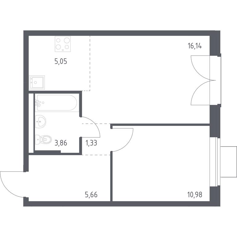 Apartment Sale, 43.02 sq. m. at Kvartal Zapadnyj, kvartal № 76, Marushkinskoye Settlement, Moscow, Russia #1