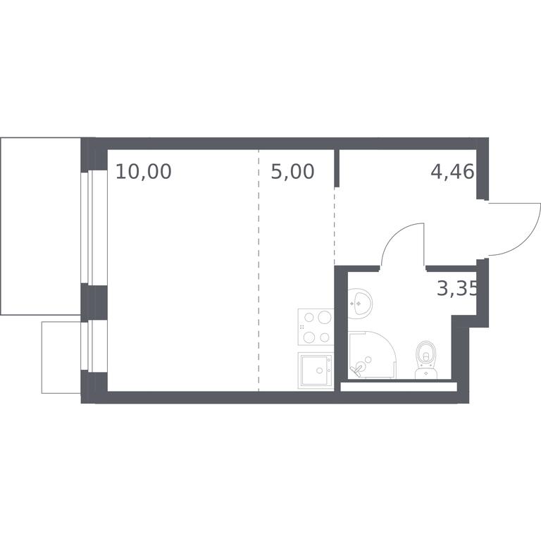 Apartment Sale, 22.81平方米 at Kvartal Zapadnyj, kvartal № 76, Marushkinskoye Settlement, Moscow, Russia #1