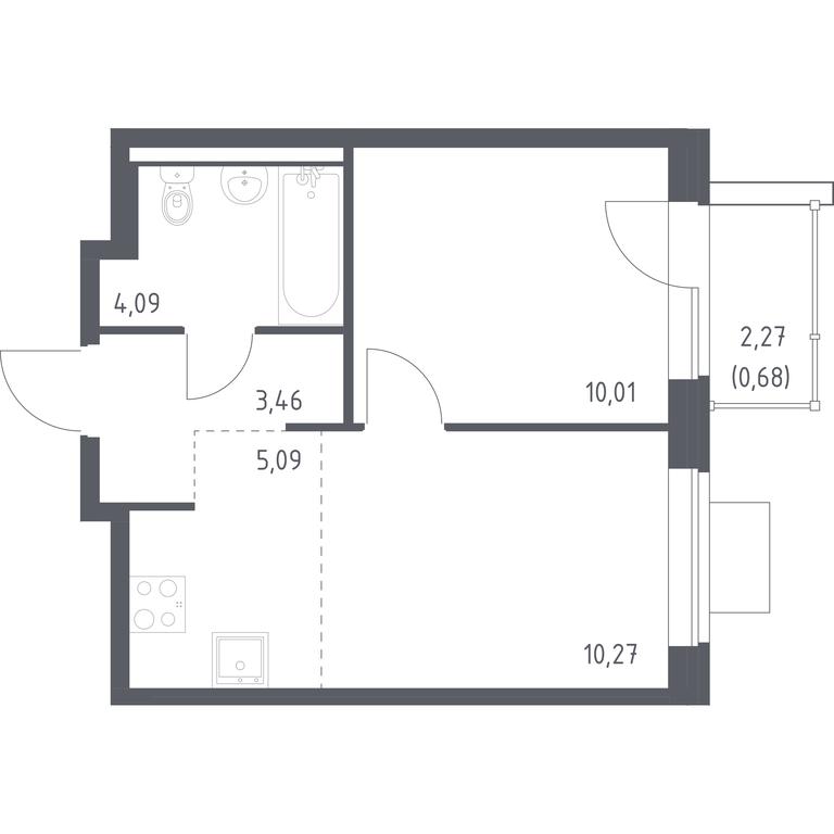 Apartment Sale, 33.6 sq. m. at Kvartal Zapadnyj, kvartal № 76, Marushkinskoye Settlement, Moscow, Russia #1