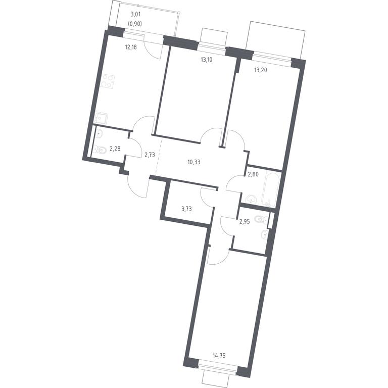 2-BD Apartment Sale, 78.95 sq. m. at Kvartal Zapadnyj, kvartal № 76, Marushkinskoye Settlement, Moscow, Russia #1 2-BD Apartment Sale, 78.95 sq. m. at Kvartal Zapadnyj, kvartal № 76, Marushkinskoye Settlement, Moscow, Russia #1
