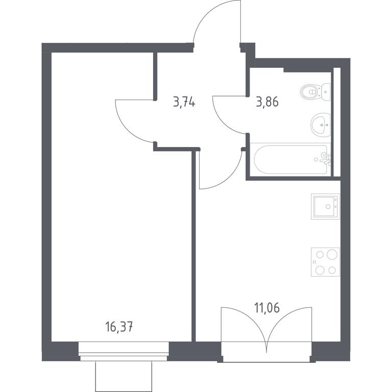 Apartment Sale, 35.03平方米 at Kvartal Zapadnyj, kvartal № 76, Marushkinskoye Settlement, Moscow, Russia #1