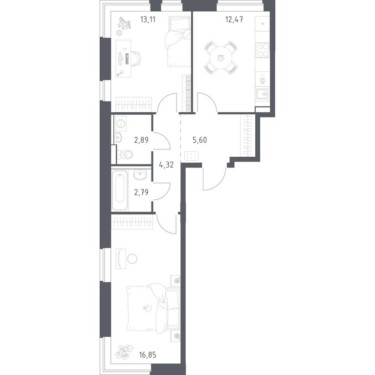1-BD Apartment Sale, 58.03平方米 at Kvartal Zapadnyj, kvartal № 76, Marushkinskoye Settlement, Moscow, Russia #1 1-BD Apartment Sale, 58.03平方米 at Kvartal Zapadnyj, kvartal № 76, Marushkinskoye Settlement, Moscow, Russia #1
