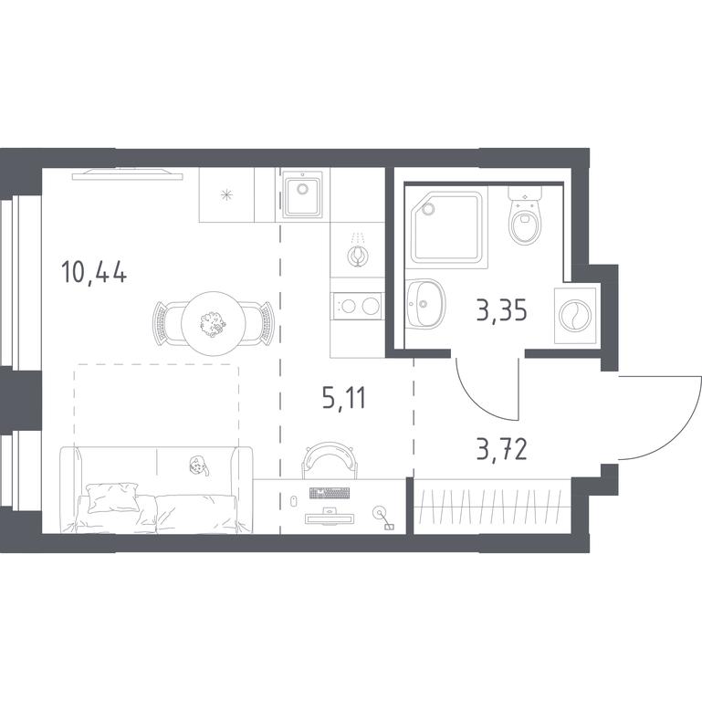 Apartment Sale, 22.62 sq. m. at Kvartal Zapadnyj, kvartal № 76, Marushkinskoye Settlement, Moscow, Russia #1