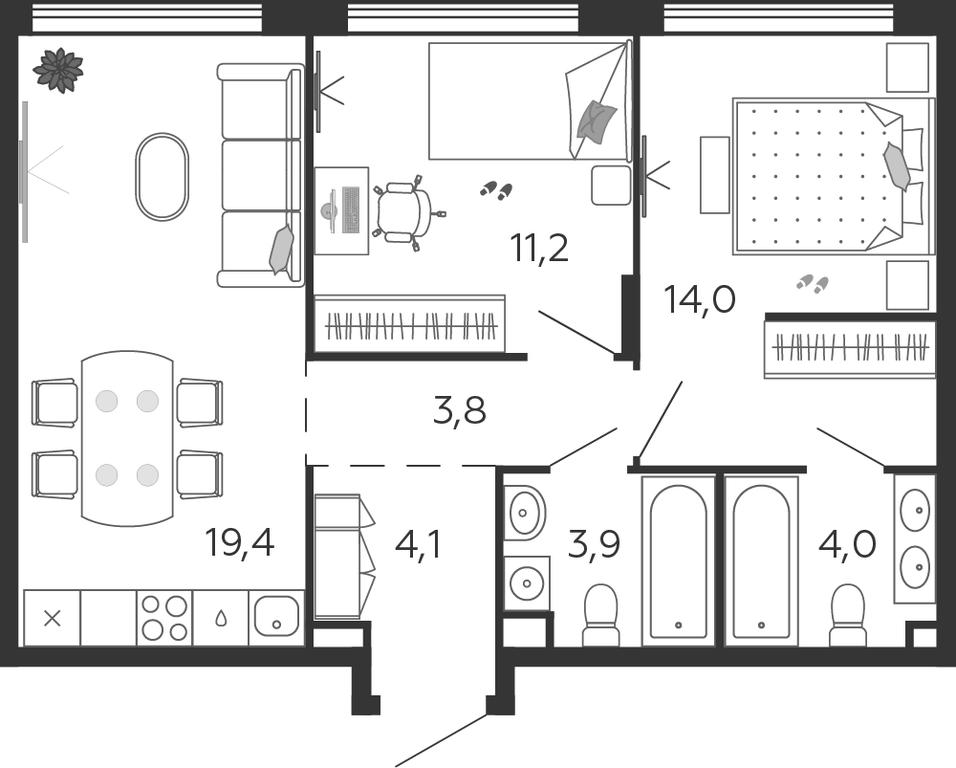 2-BD Apartment Sale, 60.4 sq. m. at Shagal, Автозаводская улица, 23, Москва, Россия #1 2-BD Apartment Sale, 60.4 sq. m. at Shagal, Автозаводская улица, 23, Москва, Россия #1
