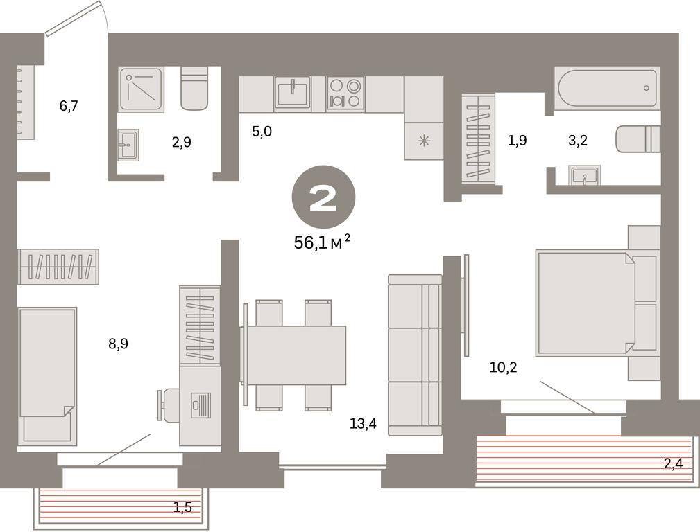 2-BD Apartment Sale, 56.1 sq. m. at Kvartal Metronom, Tagilskaya Street, Moscow, Russia #1 2-BD Apartment Sale, 56.1 sq. m. at Kvartal Metronom, Tagilskaya Street, Moscow, Russia #1